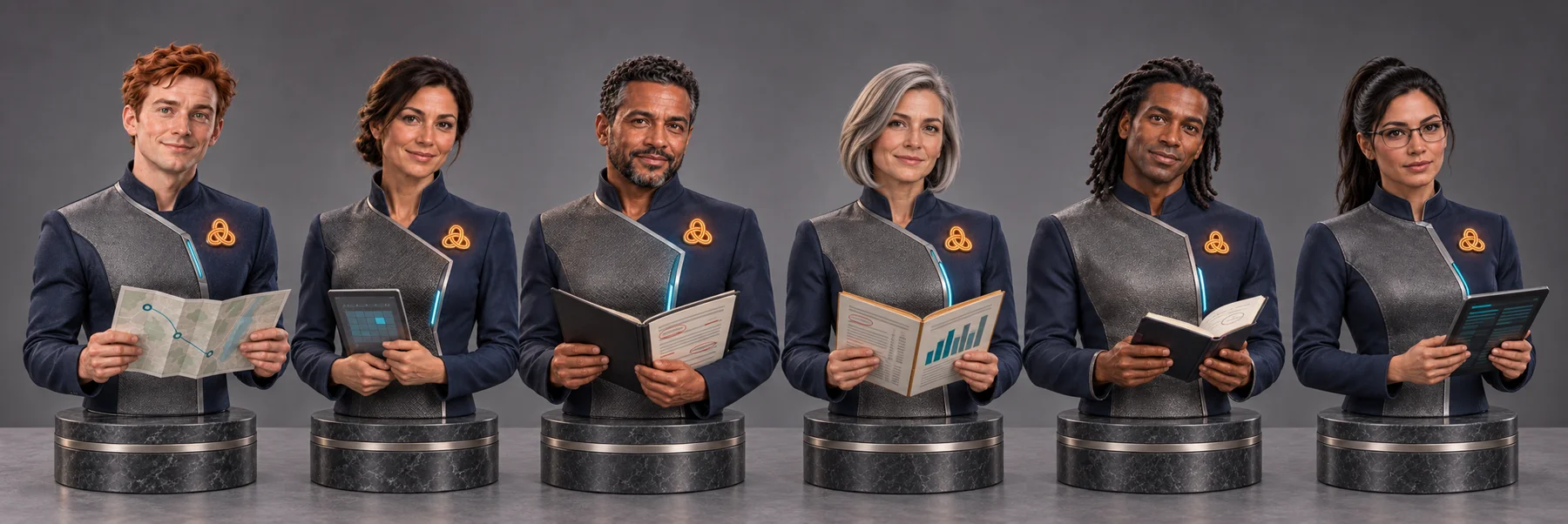 HeroForge AI employees illustrating the progression from assistant to team